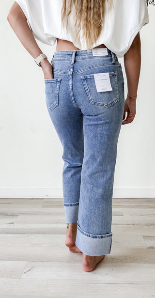 Flying Monkey HR Cuffed Slim Wide Jeans