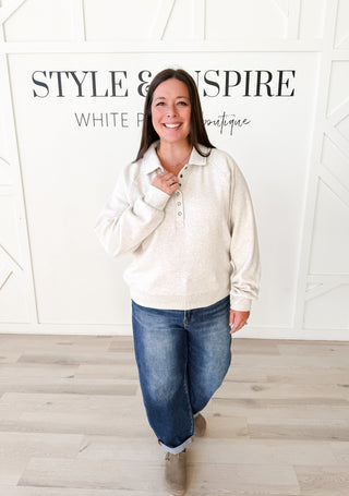 Priscilla Half Button Top