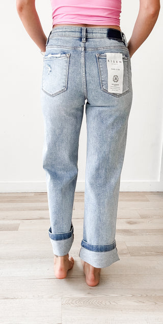 Risen MR TC Wide Leg Distressed Jeans