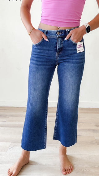 Risen Tummy Control Wide Crop Jeans