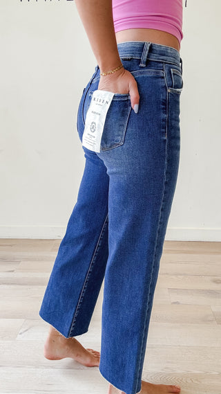 Risen Tummy Control Wide Crop Jeans