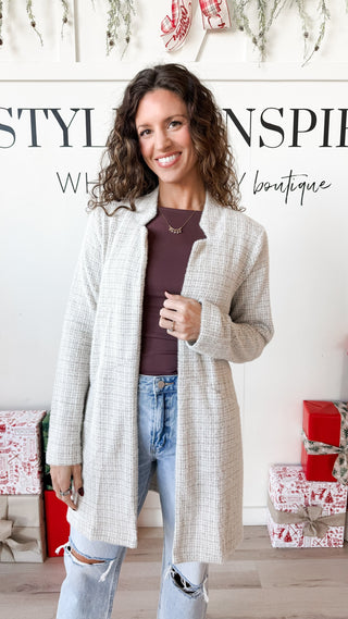 Rachael Cashmere Houndstooth Coatigan