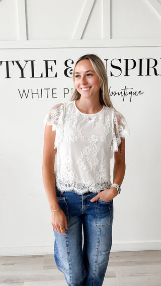 Tahlia Sheer Floral Lace Top