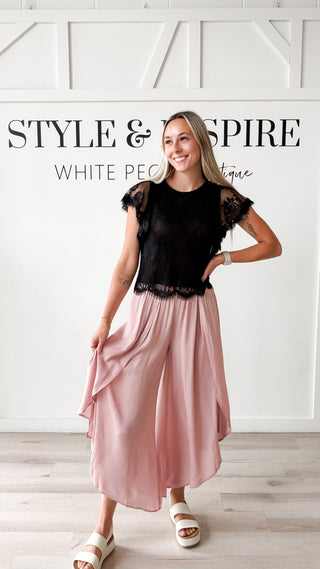 Natalia Overlap Front Wide Gauze Pants