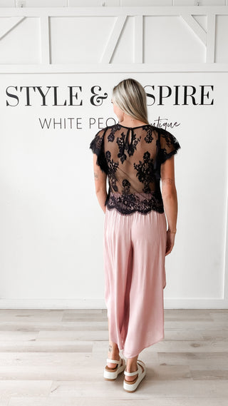 Natalia Overlap Front Wide Gauze Pants