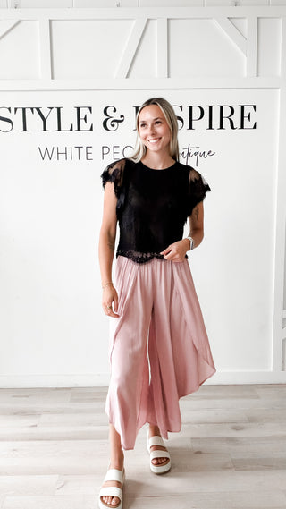 Natalia Overlap Front Wide Gauze Pants