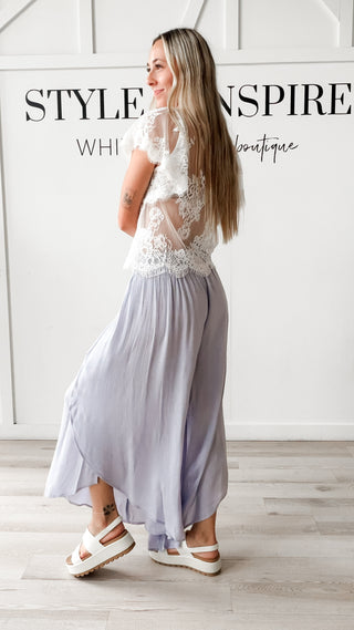 Natalia Overlap Front Wide Gauze Pants