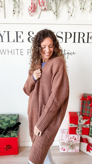 Mora Chunky Long Line Open Cardigan