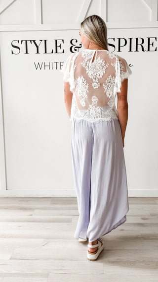 Natalia Overlap Front Wide Gauze Pants