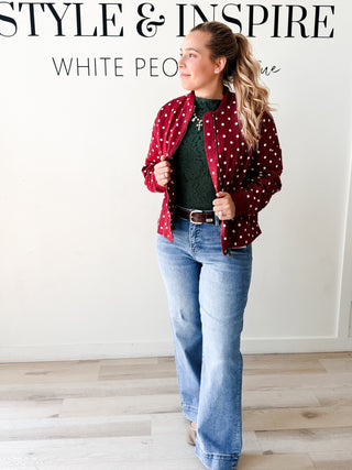 Sally Polka Dot Twill Bomber Jacket