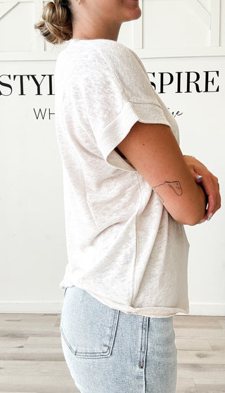 Samantha Slub V-Neck Contrast Tee