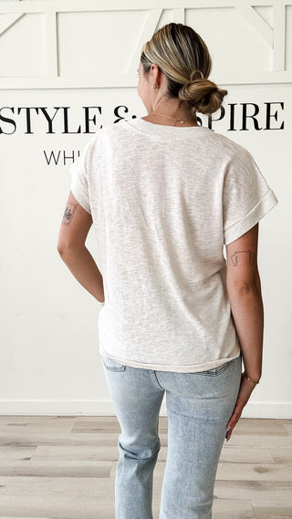 Samantha Slub V-Neck Contrast Tee