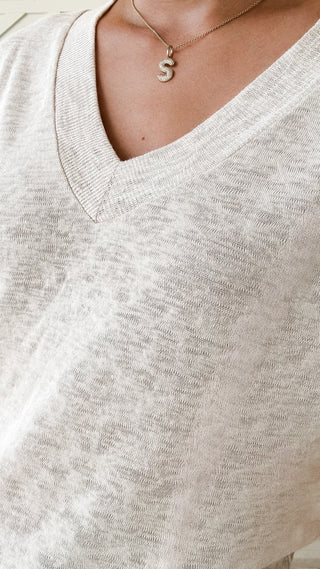 Samantha Slub V-Neck Contrast Tee
