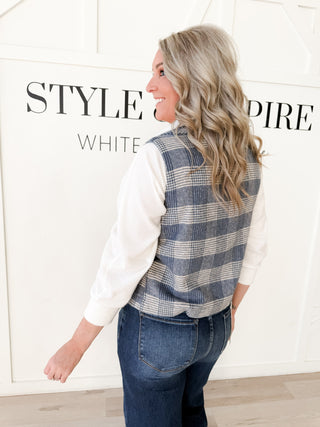 Mary Plaid Open Front Vest