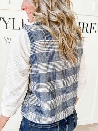 Mary Plaid Open Front Vest