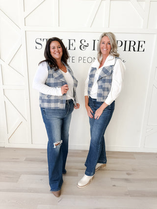 Mary Plaid Open Front Vest