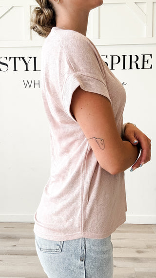 Samantha Slub V-Neck Contrast Tee