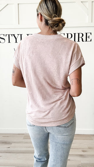 Samantha Slub V-Neck Contrast Tee