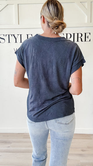 Samantha Slub V-Neck Contrast Tee