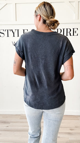 Samantha Slub V-Neck Contrast Tee