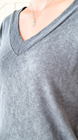 Samantha Slub V-Neck Contrast Tee