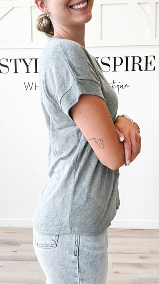 Samantha Slub V-Neck Contrast Tee
