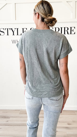 Samantha Slub V-Neck Contrast Tee