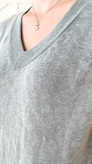 Samantha Slub V-Neck Contrast Tee