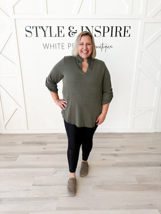 Kyra Mandarin Collar Ribbed top