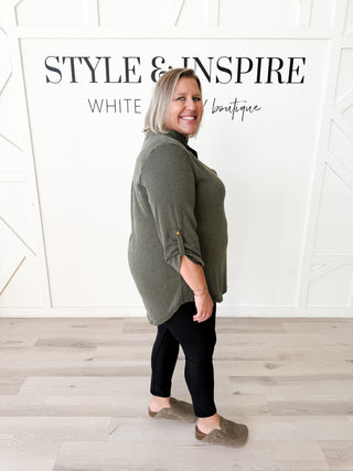 Kyra Mandarin Collar Ribbed top