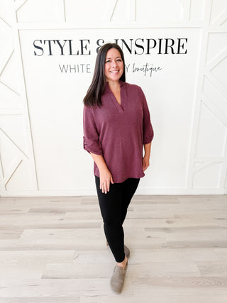 Kyra Mandarin Collar Ribbed top
