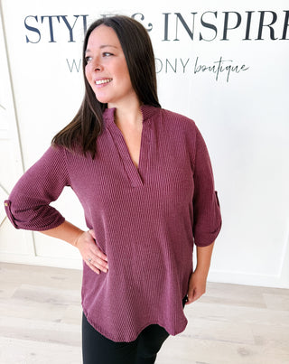 Kyra Mandarin Collar Ribbed top
