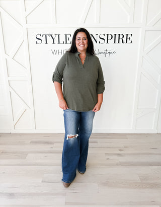 Kyra Mandarin Collar Ribbed top