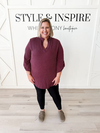 Kyra Mandarin Collar Ribbed top