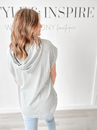Allison Hooded Short Sleeve Lightweight Sweatshirt