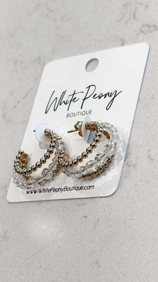 Crystal Beaded Hoop Earrings. *Final Sale*