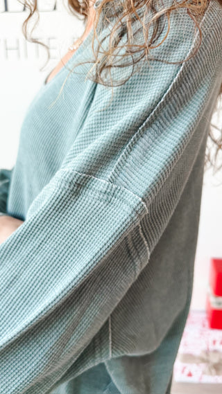 Ashley Reverse Hem Waffle Knit Top