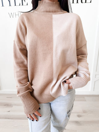 Dianna Mock Neck Color Block Sweater