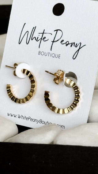 Ribbed Gold Hoops. *Final Sale*