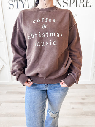 Coffee & Christmas Music Graphic Sweatshirt