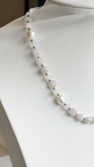 Stone and Pearl Link Necklace *Final Sale*