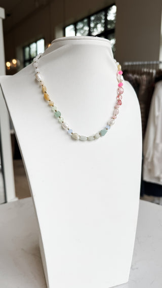 Stone and Pearl Link Necklace *Final Sale*