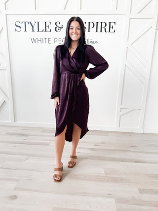 Josie Long Sleeve Surplice Dress