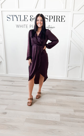 Josie Long Sleeve Surplice Dress