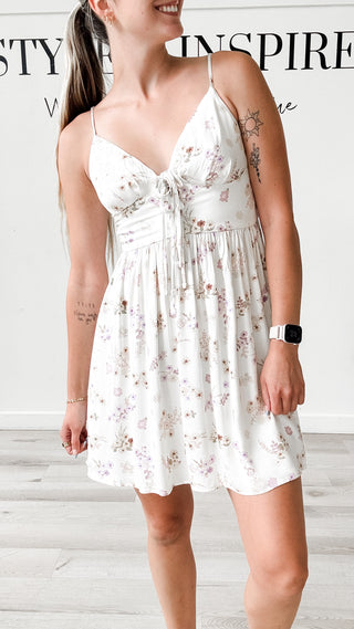Lizzie V-Neck Front Tie Mini Dress *FINAL SALE*