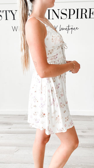 Lizzie V-Neck Front Tie Mini Dress *FINAL SALE*