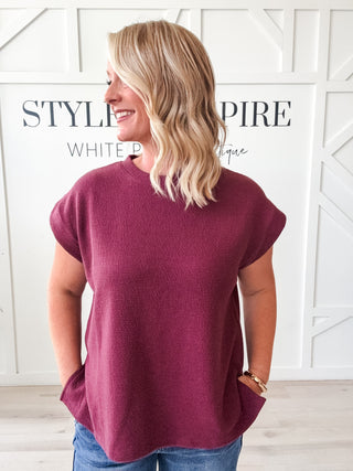 Deanna Cloudy Knit Round Neck SS Top