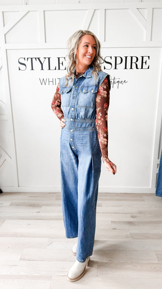 Savannah Sleeveless Denim Jumpsuit