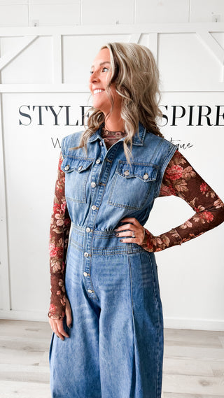 Savannah Sleeveless Denim Jumpsuit