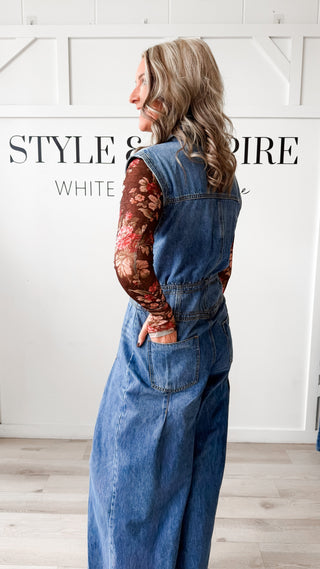 Savannah Sleeveless Denim Jumpsuit